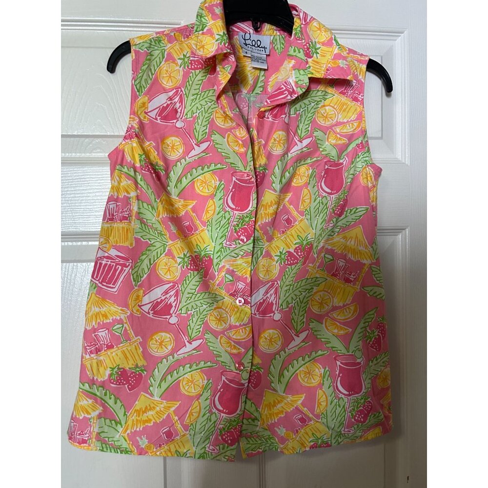 Vintage Lilly Pulitzer sleeveless front button blouse size 4